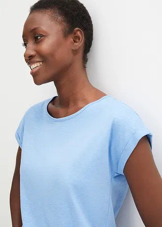 Shirt met zijde • middenblauw • bonprix online shop