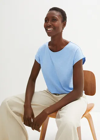 Tričko s hodvábom • stredne modrá • obchod bonprix