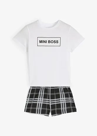 Pyjashort doux en coton (ens. 2 pces) • blanc/noir • Boutique bonprix