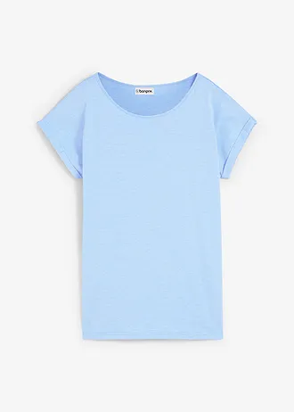 Shirt met zijde, Kleur: middenblauw