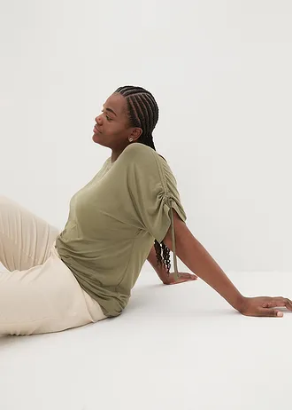 Triko ze splývavé viskózy • olivová plus size • bonprix obchod