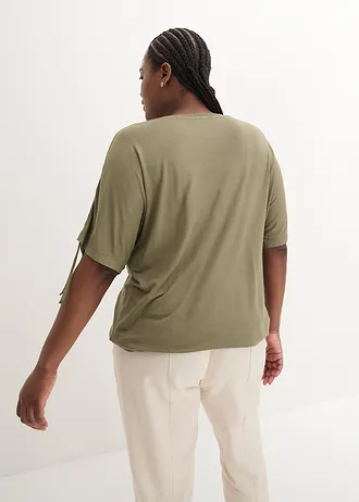 Shirt van soepele viscose, Kleur: olijfgroen