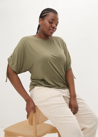 Shirt van soepele viscose, Kleur: olijfgroen