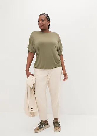 Shirt van soepele viscose, Kleur: olijfgroen