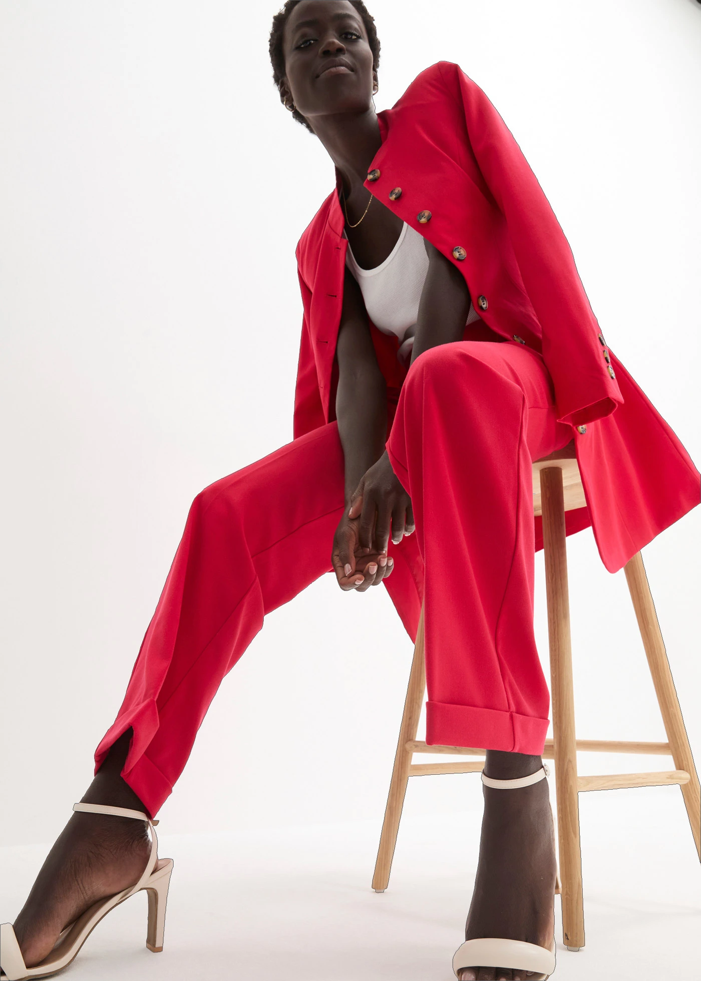 Pantalon large à pinces • rouge • Boutique bonprix