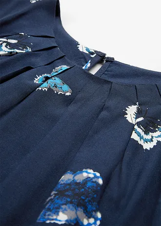 Blouse sans manches en viscose fluide • bleu foncé imprimé • Boutique bonprix