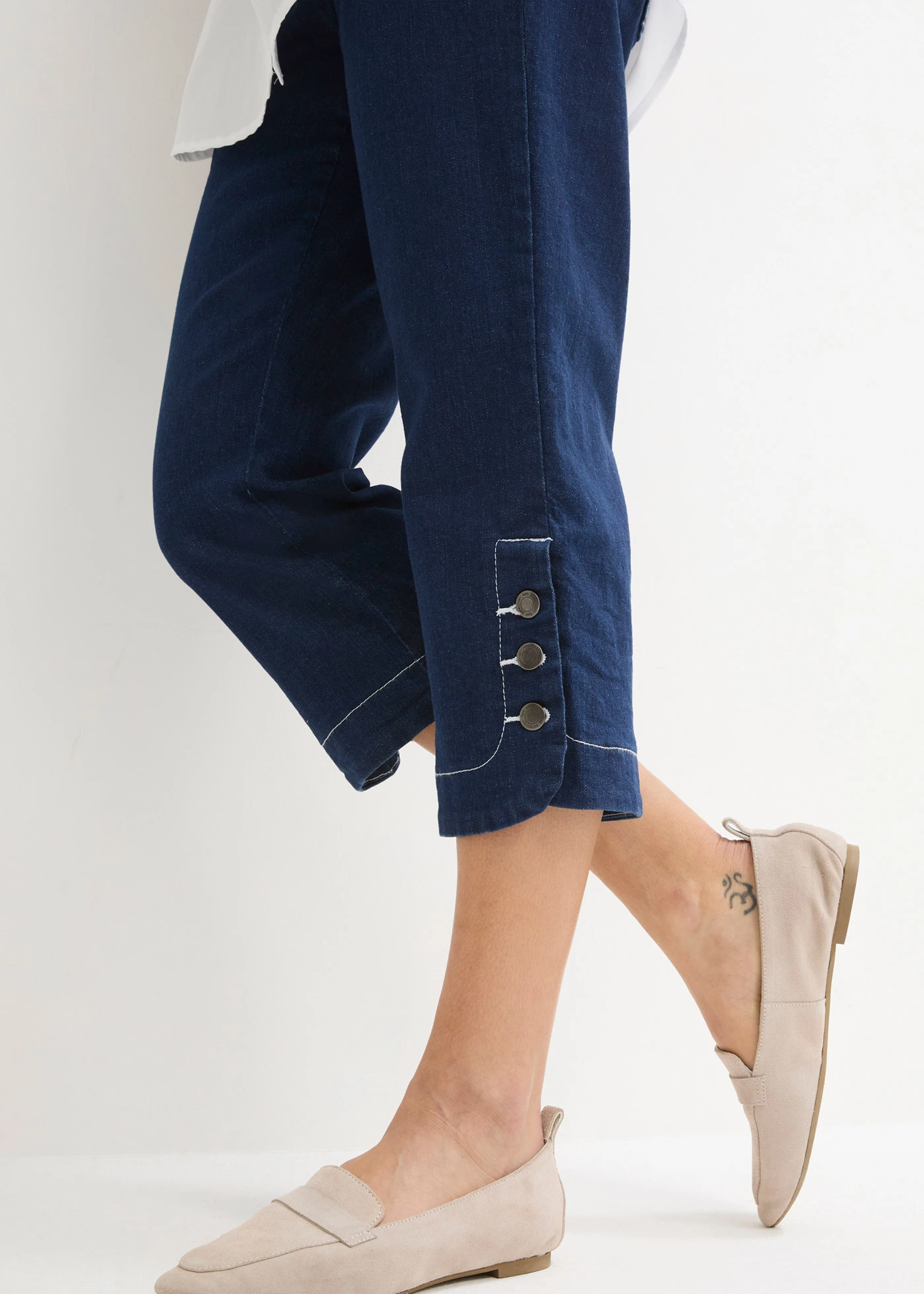 Capri džíny, Mid Waist • modrá stone • bonprix obchod