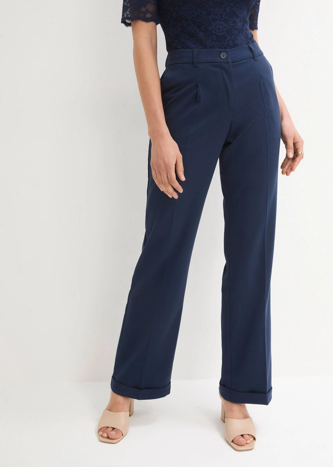 Pantalon large à pinces • bleu foncé • Boutique bonprix