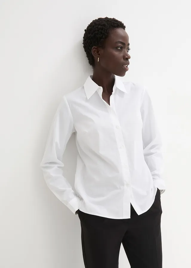 Overhemdblouse, Kleur: wit