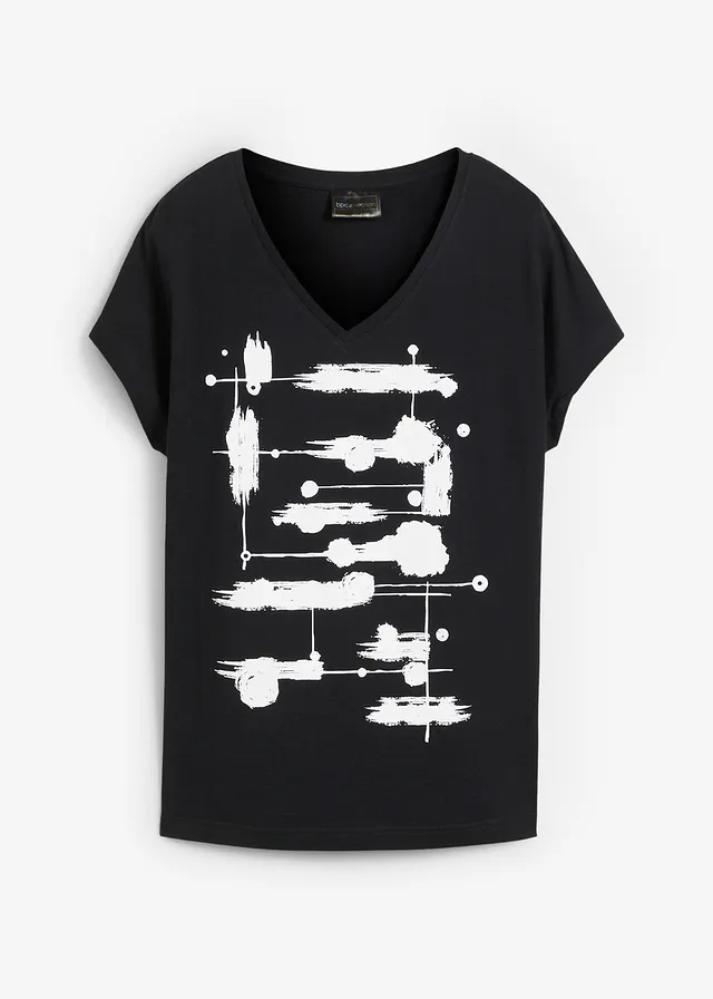 T-shirt, Couleur: noir-blanc imprimé