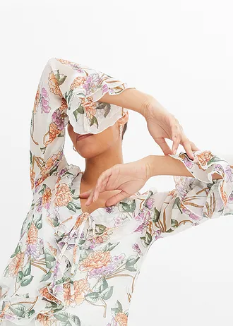 Chiffon blouse met volants • wit gebloemd • bonprix online shop