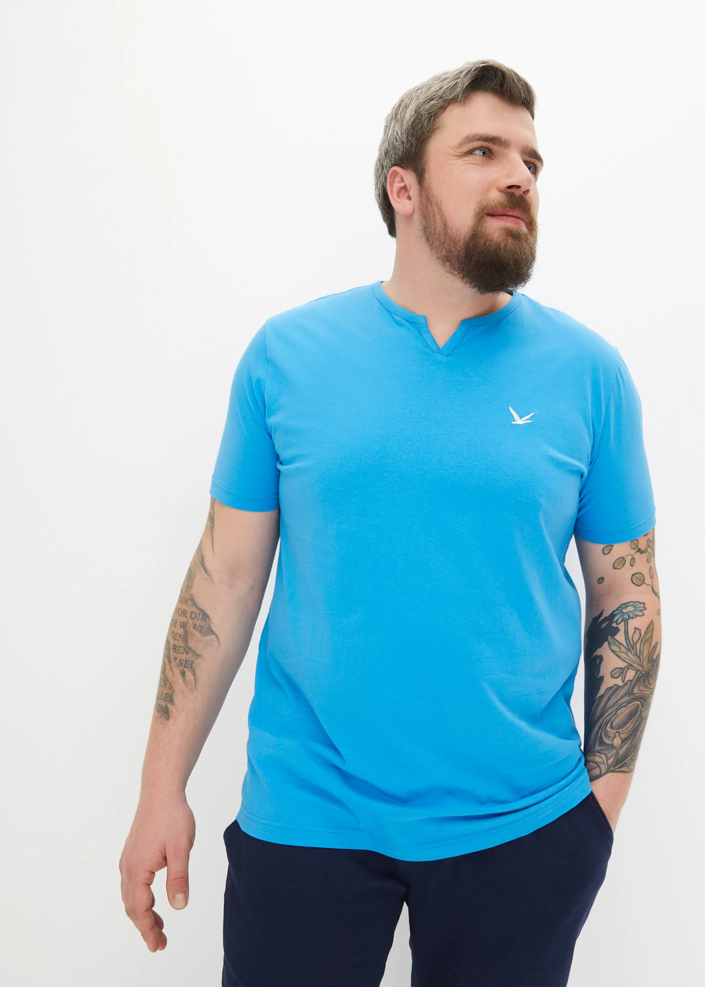 Tričko (2 ks v balení) • mořská modrá+šedý melír plus size • bonprix obchod