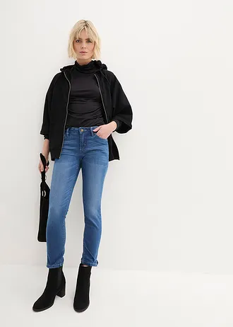 Blugi 7/8 cu şliţuri, stretch • albastru denim uzat • magazin bonprix