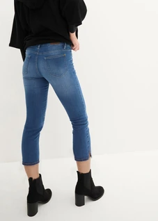 Blugi 7/8 cu şliţuri, stretch • albastru denim uzat • magazin bonprix