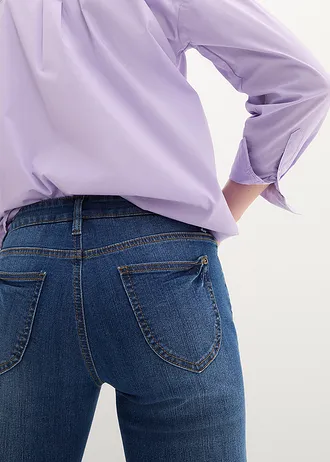 Jeansy ze stretchem straight, mid waist • niebieski denim "used" • sklep bonprix