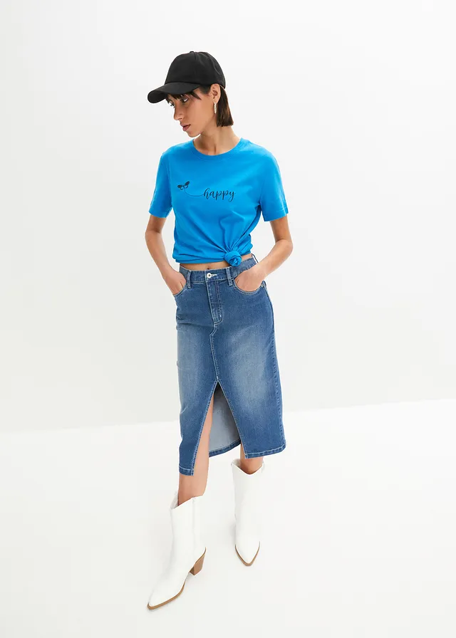 T-shirt 100% coton, Couleur: bleu pacifique imprimé