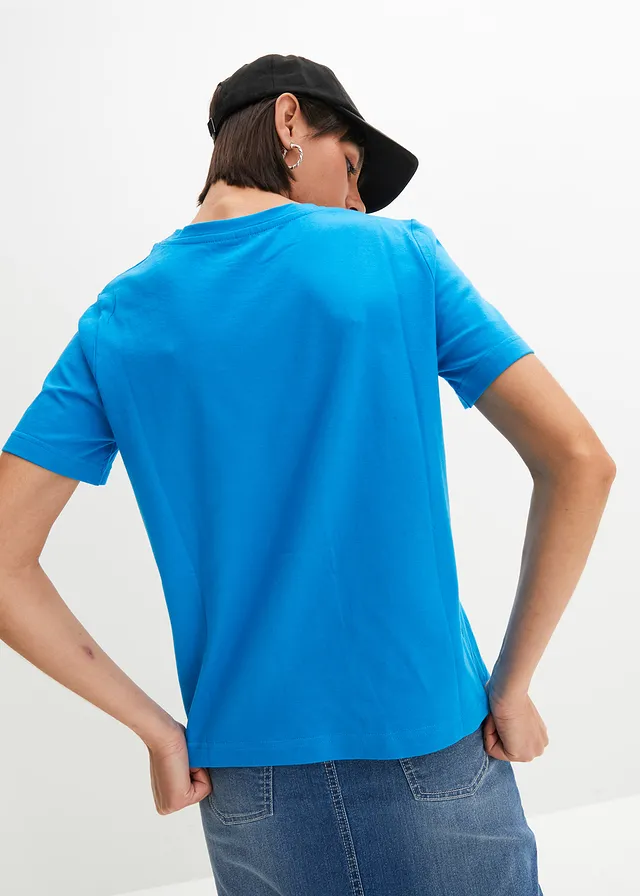 Tricou din bumbac 100% • albastru oceanic cu imprimeu • magazin bonprix