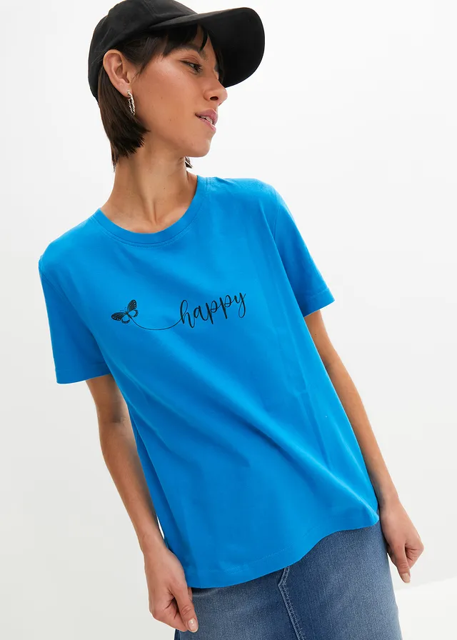 T-shirt 100% coton, Couleur: bleu pacifique imprimé