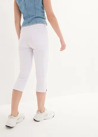 Slim fit jeans met mid waist, cropped, Kleur: wit twill