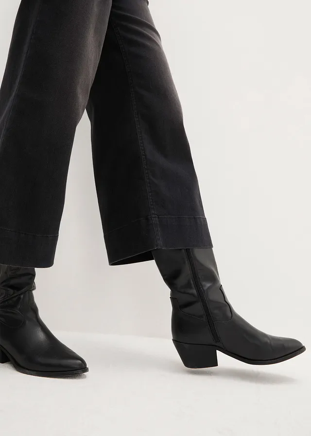 Ultra soft 7/8 jeans, culotte • zwart denim used • product-page.page-title-suffix