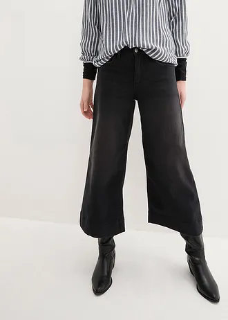 Ultra Soft džíny Culotte • černý denim used • bonprix obchod