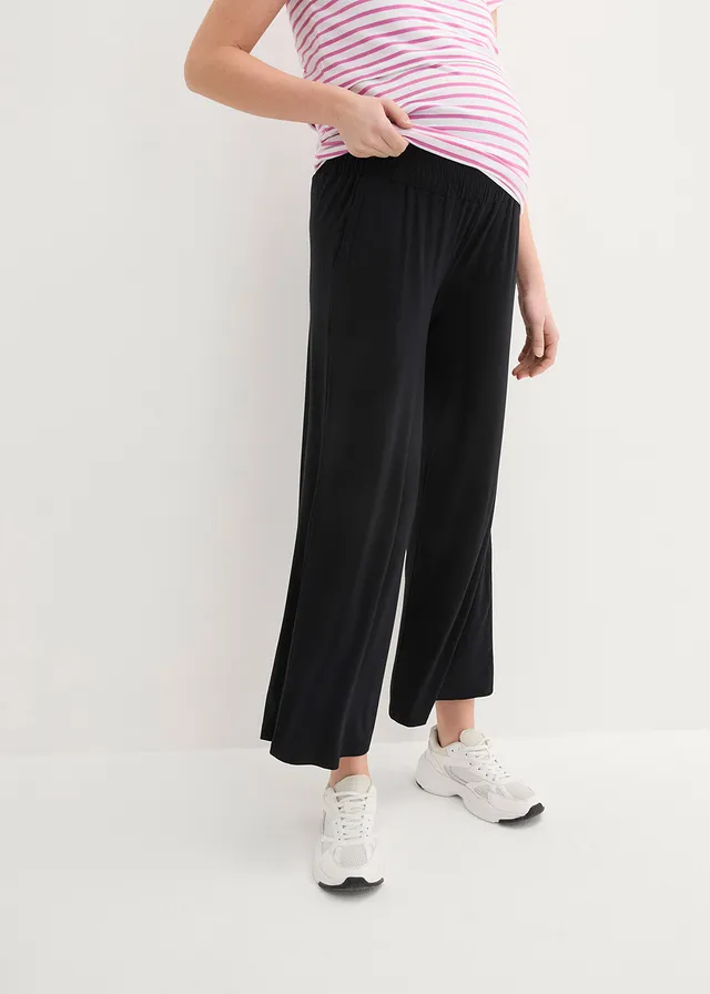 Jupe-culotte de grossesse ample en viscose douce, Couleur: noir