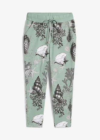 Pantalon en molleton de coton mélangé • gris vert-blanc cassé • Boutique bonprix