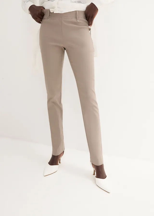 Pantalon extensible à taille entièrement élastiquée • taupe • product-page.page-title-suffix