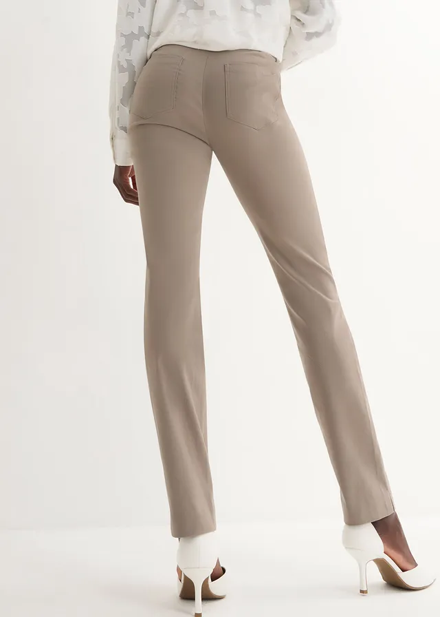 Pantalon extensible à taille entièrement élastiquée, Couleur: taupe