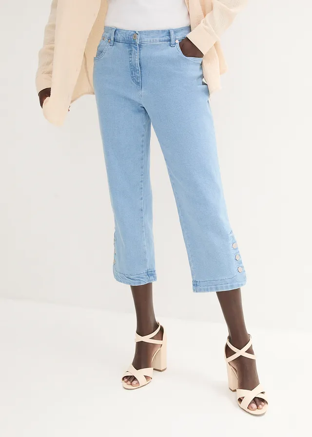 Jean corsaire, taille mi-haute, Couleur: bleu bleached
