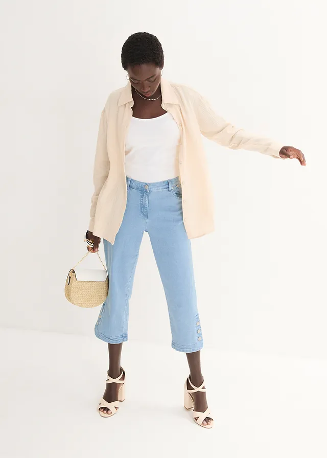 Jean corsaire, taille mi-haute • bleu bleached • product-page.page-title-suffix