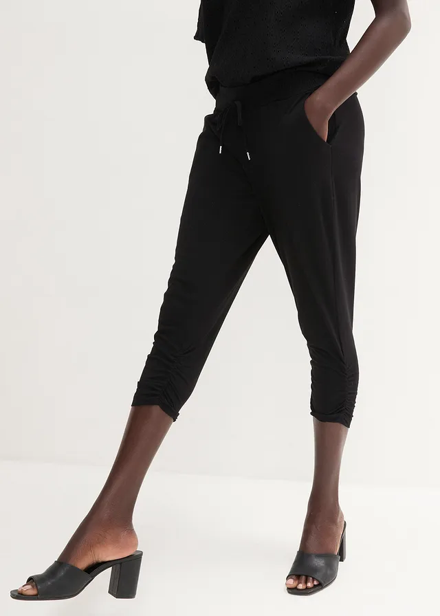 Jersey broek van een katoenmix, Kleur: zwart