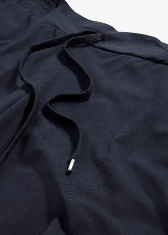 Žerzejové kalhoty z bavlněné směsi • tmavě modrá • bonprix obchod