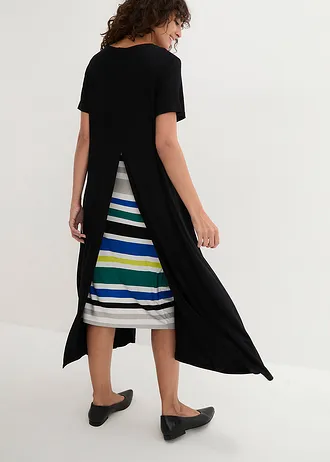 Jersey jurk van een zachte viscosemix • zwart gestreept • bonprix online shop