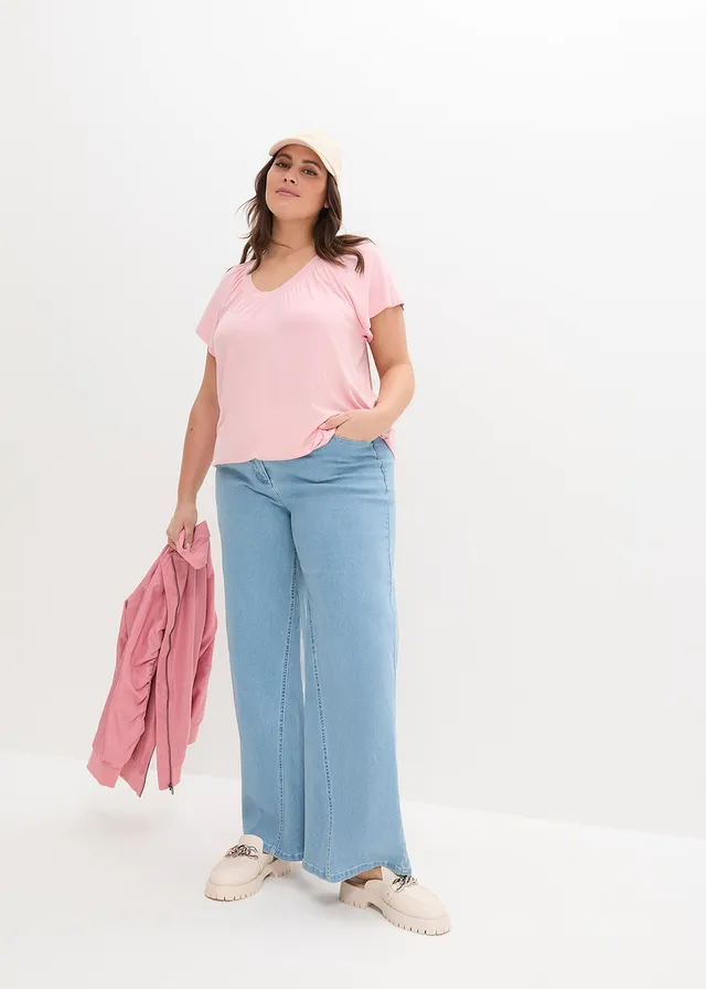 Shirt in een viscosemix, Kleur: zoet roze