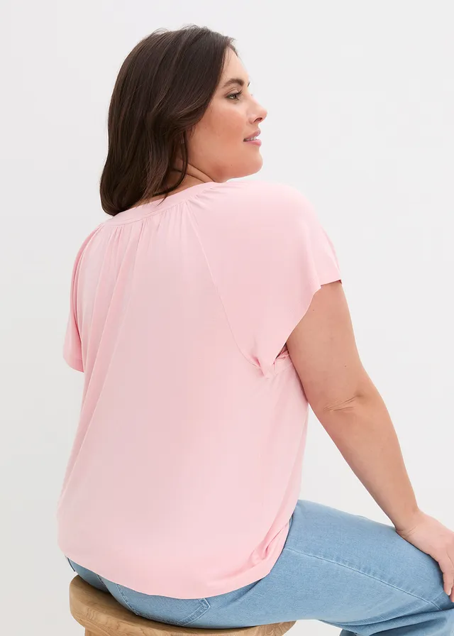T-shirt en viscose extensible, Couleur: rose bonbon
