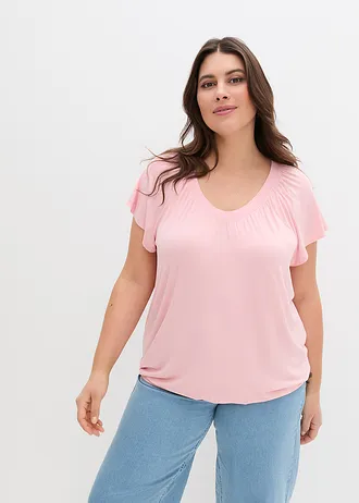 Tričko z viskózové směsi, barva: sladká růžová