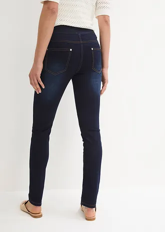 Jean Straight taille mi-haute et élastiquée, très extensible • bleu foncé denim • Boutique bonprix