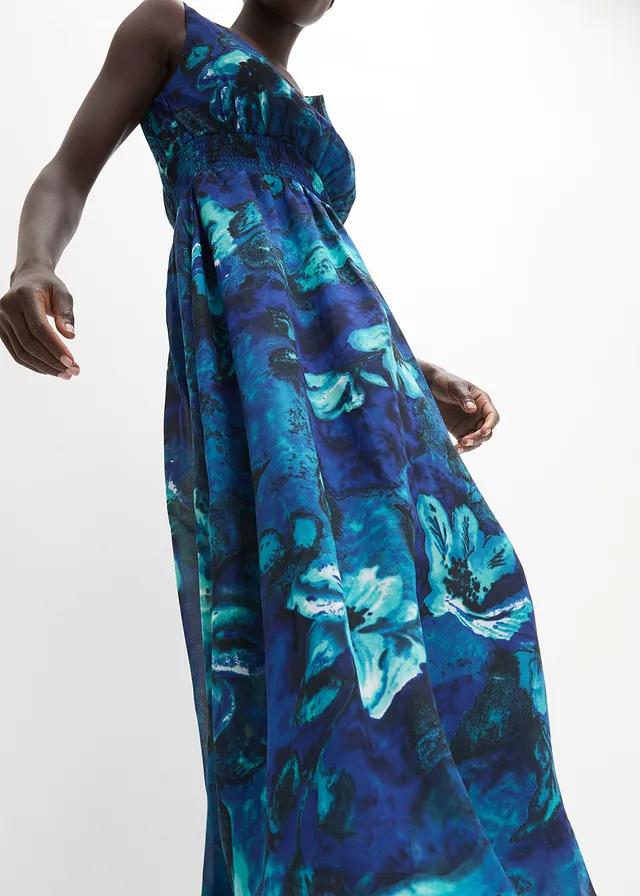 Maxi jurk van chiffon • blauw gebloemd • product-page.page-title-suffix