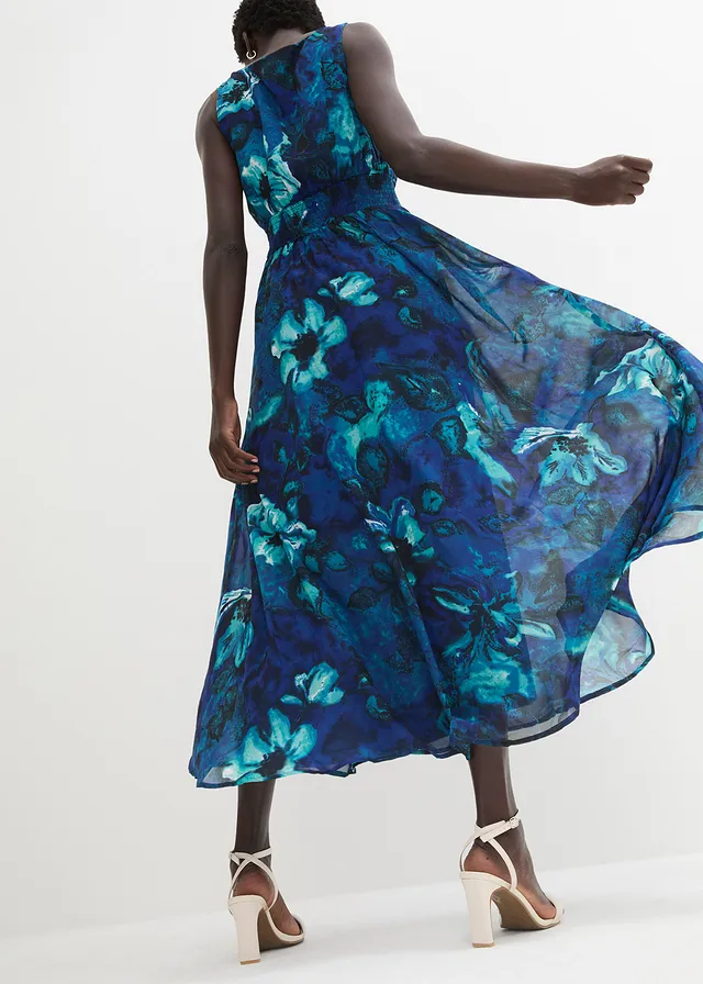 Maxi jurk van chiffon • blauw gebloemd • product-page.page-title-suffix