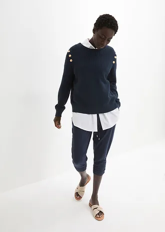 Jersey broek van een katoenmix • donkerblauw • bonprix online shop