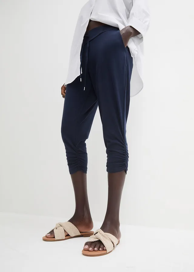 Jersey broek van een katoenmix, Kleur: donkerblauw