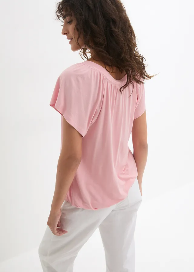 T-shirt en viscose extensible, Couleur: rose bonbon