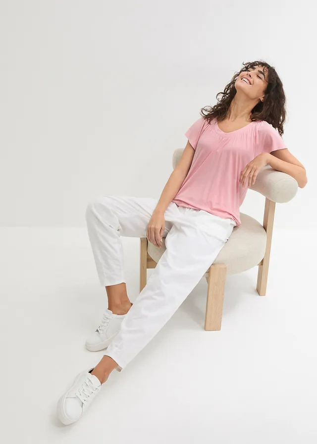T-shirt en viscose extensible, Couleur: rose bonbon