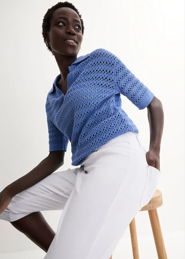 Stretch capri met elastische band • wit • product-page.page-title-suffix