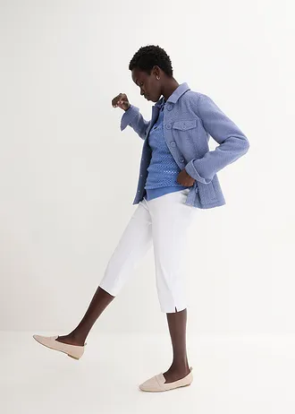 Strečové capri kalhoty bez zapínání • bílá • bonprix obchod