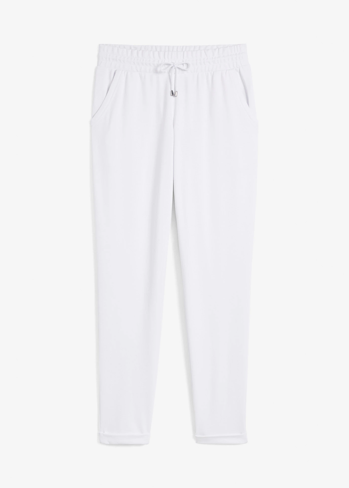 Pantalon confortable en Punto di Roma, taille élastiquée • blanc • Boutique bonprix