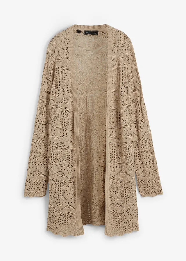 Gilet long en maille ajourée