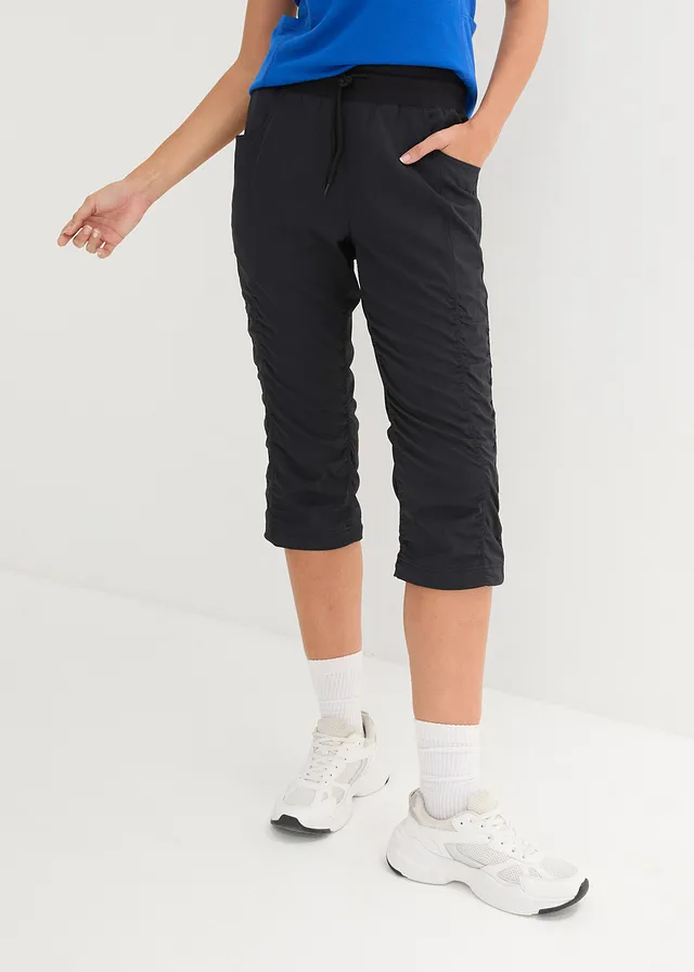 Pantalon trekking fonctionnel, coupe corsaire, Couleur: noir