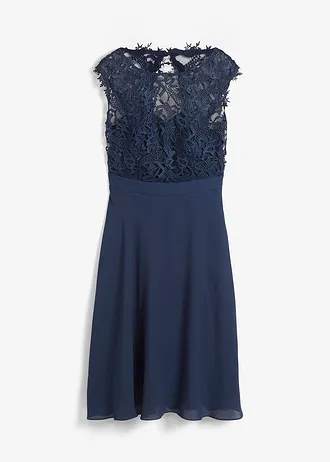 Mini šaty s krajkou • tmavě modrá • bonprix obchod
